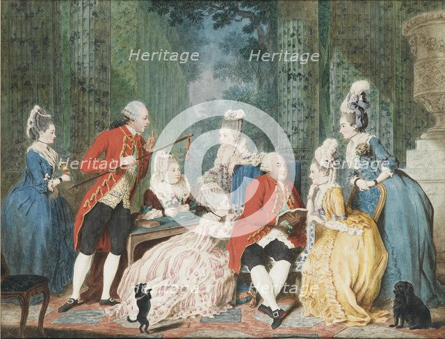 Society in the Palais Royal, ca 1775. Artist: Carmontelle, Louis (1717-1806)