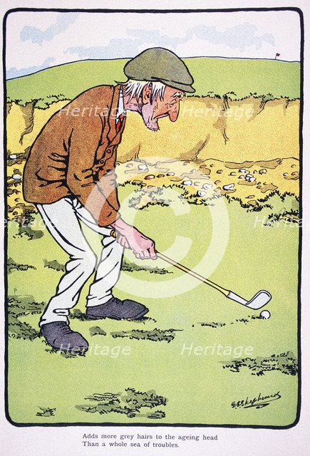 Golfing postcard, c1920s.  Artist: George Shepheard