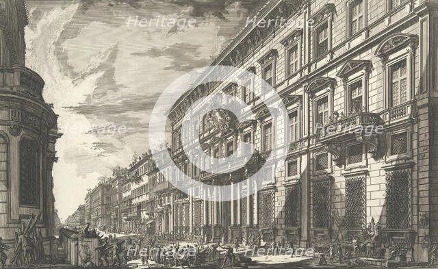 View along the Via del Corso of the Palazzo dell'Accademia..., ca. 1750-78. Creator: Giovanni Battista Piranesi.