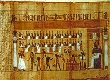 Scene representing 'Judgment of the soul', in the 'Book of the Dead', Papyrus.