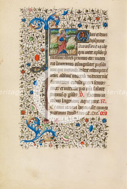 Saint James as a Pilgrim with a Purse and a Staff; Book of Hours, about 1440-1450. Creator: Workshop of the Bedford Master.