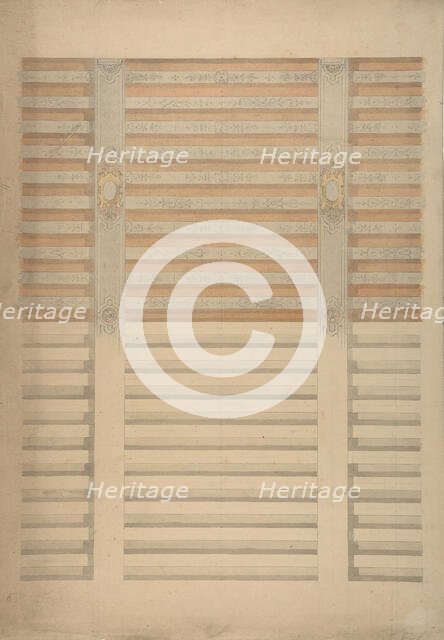 Design for a beamed ceiling in French Renaissance style, 1830-97. Creators: Jules-Edmond-Charles Lachaise, Eugène-Pierre Gourdet.
