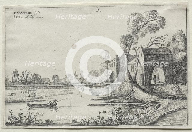 Landscape with a River and a Gatehouse, 1614. Creator: van de Velde Esaias (Dutch, 1587-1630).