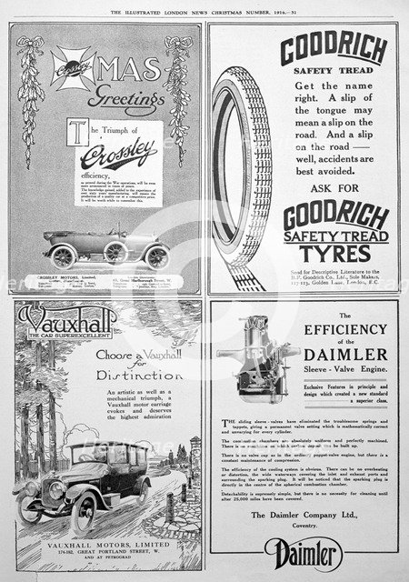 An advertising page in the Illustrated London News, Christmas, 1916. Artist: Unknown
