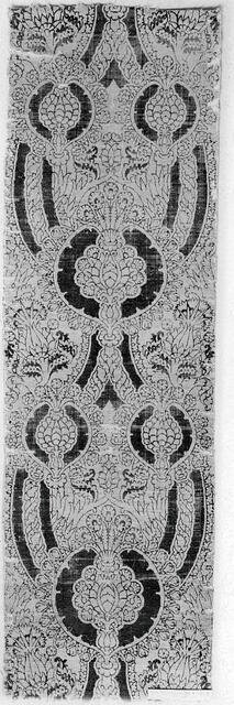 Textile with Foliated Scroll and Pomegranate Motives, Italian, 15th century. Creator: Unknown.