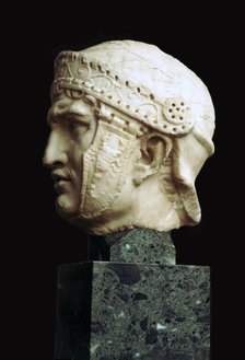 Helmeted head of a Roman soldier, c.1st century. Artist: Unknown
