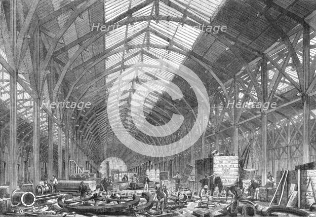 Progress of the International Exhibition Building: the Western Annexe, for machinery, 1862. Creator: Unknown.