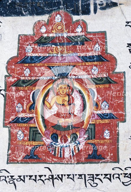 A Buddha in a Shrine, Folio from a Shatasahasrika Prajnaparamita..., 11th-13th century (?). Creator: Unknown.