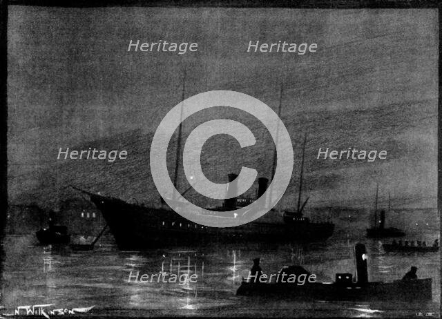 The Queen's Journey to Cimiez: ...the Royal Yacht in Portsmouth Harbour at night, 1898.  Creator: Unknown.