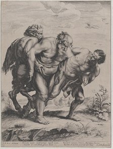 The drunken Silenus, supported by a satyr and a faun, 1625-59. Creator: Boetius Adams Bolswert.