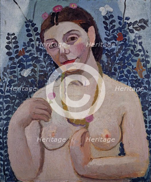 Self-portrait (Semi-Nude with Amber Necklace II), 1906. Creator: Modersohn-Becker, Paula (1876-1907).
