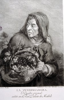 The harvester woman', engraving by Murillo.