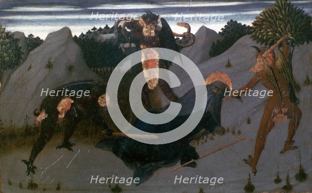 'St Anthony Beaten by Devils', 1423-1426. Creator: Sassetta.