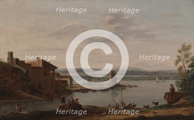 Italian harbour view, 1756. Creator: Eugene Ceceri.