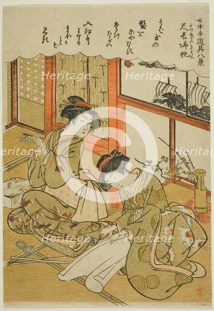 Returning Sails of the Bamboo Knives (Takenaga no kihan), from the series ”Eight..., late 18th cent. Creator: Kitao Masanobu.