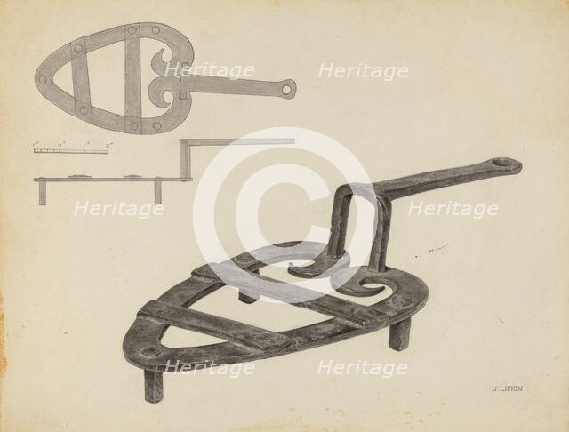 Flat Iron Holder, c. 1939. Creator: Jacob Lipkin.