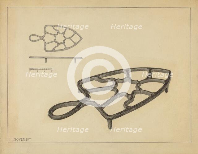 Flat Iron Holder, c. 1937. Creator: Isidore Sovensky.
