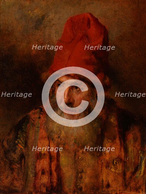 Old Man with a Tall, Fur-Edged Cap, about 1650. Creator: Rembrandt Harmensz van Rijn.