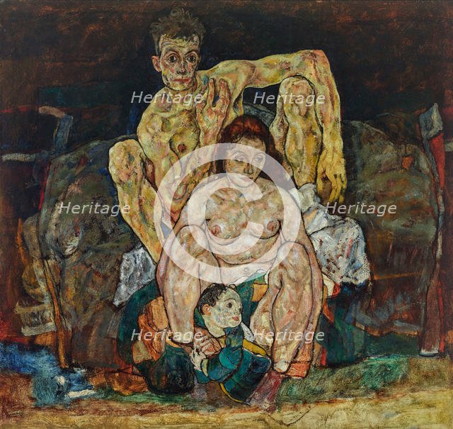 The Family (Squatting Couple), 1918. Creator: Schiele, Egon (1890-1918).