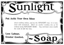 Advertisement for Sunlight Soap, 1898. Creator: Unknown.