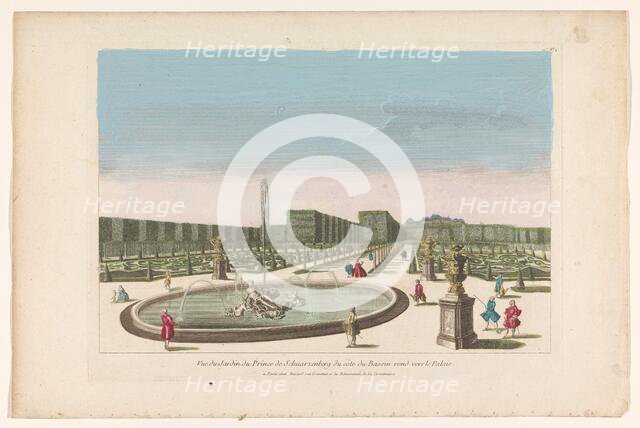 View of the fountain of the garden of the Palais Schwarzenberg in the vicinity..., 1700-1799. Creator: Anon.