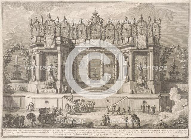 The Prima Macchina for the Chinea of 1761: The Salubrious Baths, 1761. Creator: Giuseppe Vasi.