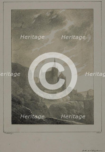 View of a Church, 1818. Creators: Jean-Baptiste Isabey, Godefroy Engelmann.