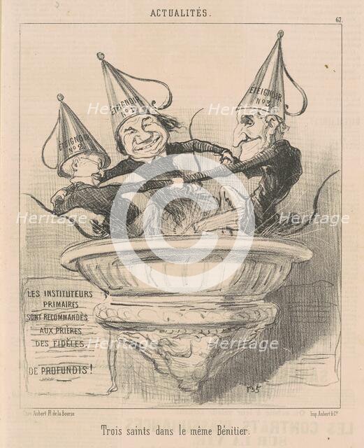 Trois saints dans le même bénitier, 19th century. Creator: Honore Daumier.