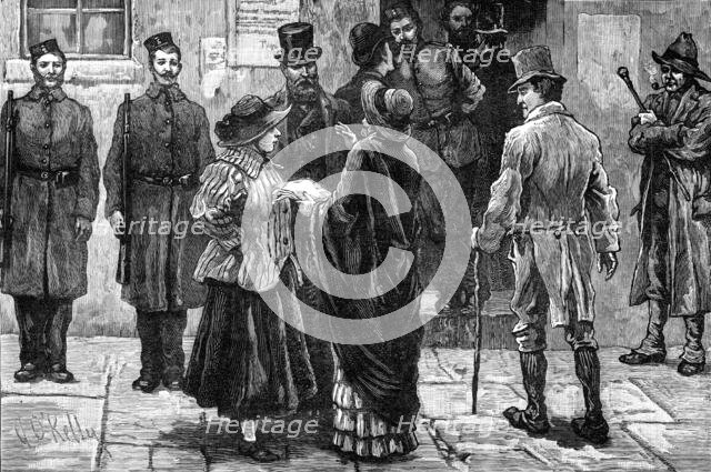 Opening of the new Irish Land Court in Connaught:...a sketch at the Claremorris Court-house, 1881. Creator: Unknown.