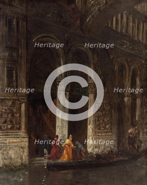 La sortie du Palais des Doges sous le pont des Soupirs, c.1870. Creator: Felix Francois Georges Philibert Ziem.