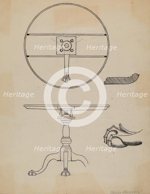 Tilt-top Table, c. 1936. Creator: Holger Hansen.