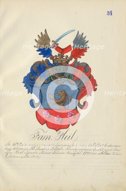 Coat of arms of the Heil family, 1904-1910. Creator: Adolf Medzihradsky.