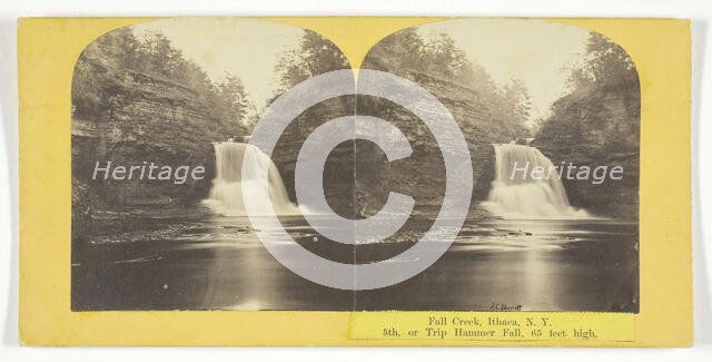 Fall Creek, Ithaca, N.Y. 5th, or Trip Hammer Fall, 65 feet high, 1860/65. Creator: J. C. Burritt.