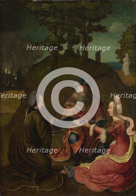 Lot's Daughters make their Father drink Wine, 1508-1512. Artist: Leyden, Lucas van, (Circle)  