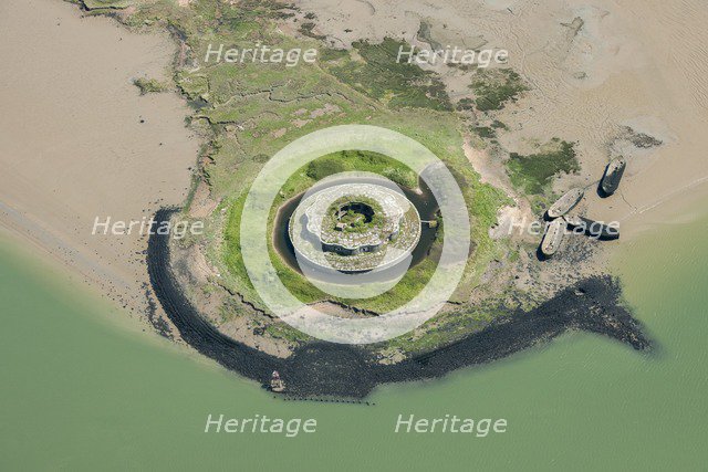 Aerial view of Fort Darnet, River Medway, Kent, c2010s(?). Artist: Damian Grady.