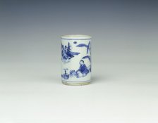 Blue and white cylindrical container, China, 1621-1627. Artist: Unknown