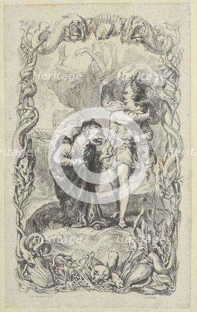 Illustration to the Tempest: Caliban, Ferdinand and Ariel, 1836. Creator: Charles Gray.