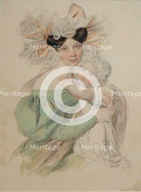 Portrait of Maria Trofimovna Pashkova (1819-1892), née Countess von Baranov, with daughter Alexandra