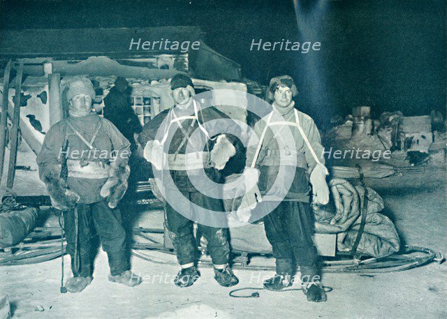 'Bowers, Wilson, and Cherry-Garrard About To Leave For Cafe Crozier', 27 June 1911, (1913). Artist: Herbert Ponting.