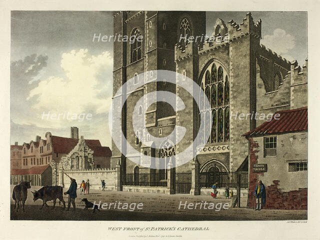West Front of St. Patrick's Cathedral, published November 1793. Creator: James Malton.