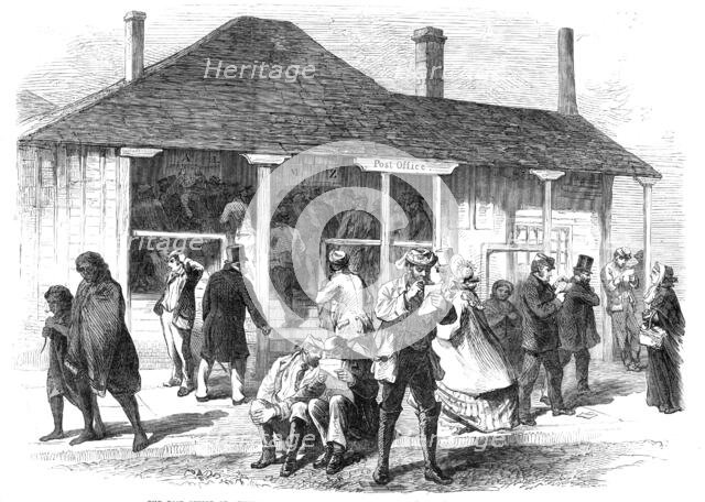 The Post Office of Auckland, New Zealand: arrival of the "Home" Mails, 1864. Creator: Unknown.