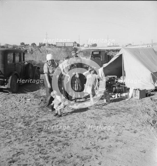 Part of family arrived the night before..., near Holtville, Imperial Valley, CA, 1939. Creator: Dorothea Lange.