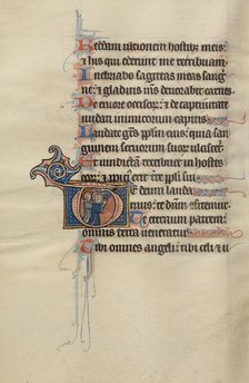 Initial T: Two Angels Kneeling in Prayer; Bute Psalter, text and illumination about 1285. Creator: Bute Master.