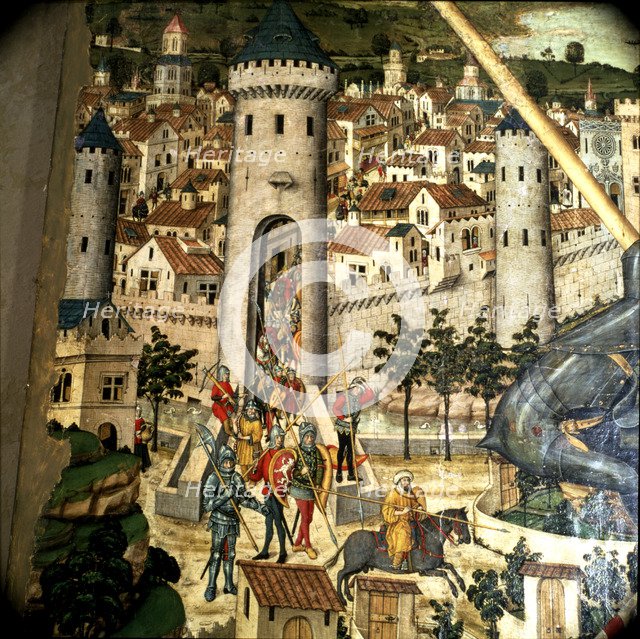 Saint George Altarpiece. Detail of the conquest of the city of Mallorca by the troops of King Jam…