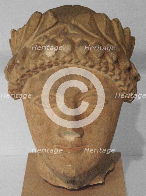 Head of Male Votary with Wreath, about 500-480 BC. Creator: Unknown.