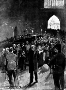 The Funeral of Mr. Gladstone: the public viewing the lying-in-state in Westminster Hall, 1898. Creator: Unknown.
