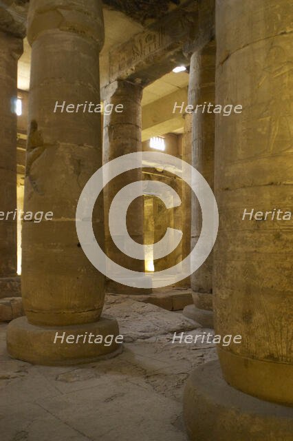 Second Hypostyle Hall, Temple of Seti I, Abydos, Egypt, New Kingdom, 19th Dynasty (2003). Creator: LTL.