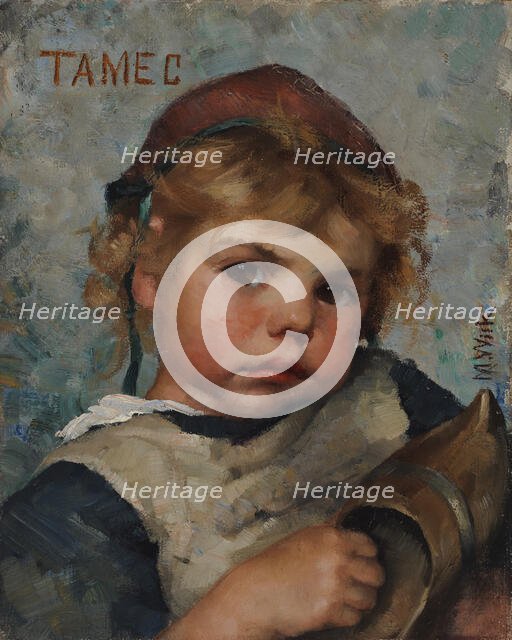 Tamec, Holding a Shoe, 1883. Creator: Maria Wiik.