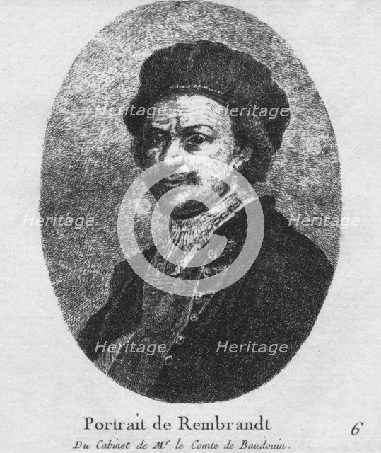 'Portrait de Rembrandt  - Du Cabinet de Mr. le Comte de Baudouin', c1770. Artist: Christian Gottfried Schulze.