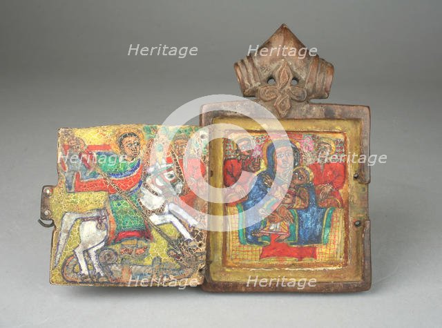 Pendant Icon: St. George, Virgin and Child Enthroned, 18th century. Creator: Unknown.